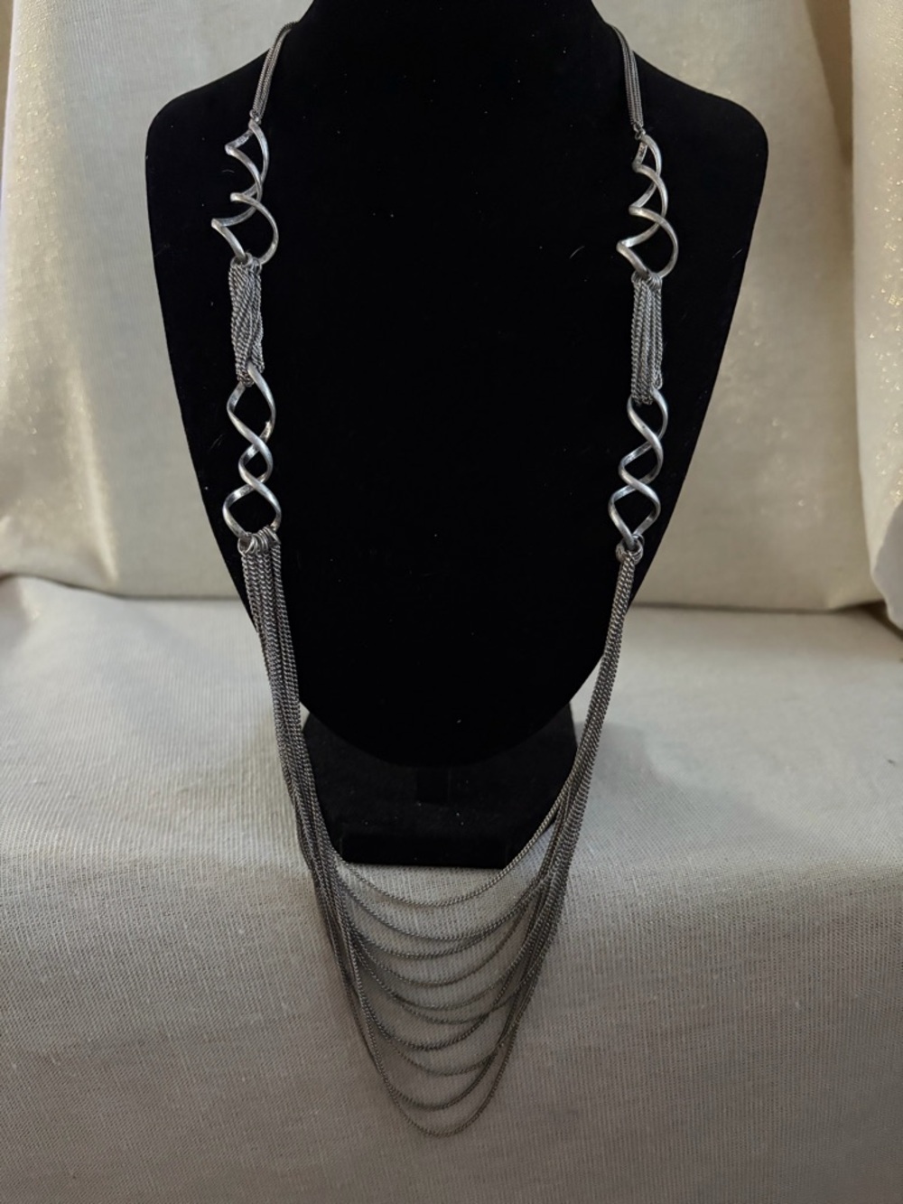 Silver-Tone Multi-Chain Twist Pendant Necklace - Women Jewelry